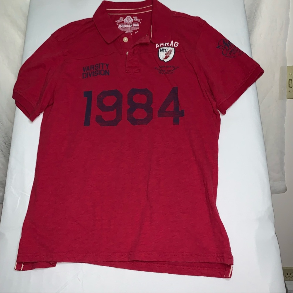 American Rag Red Polo Collared Shirt Holiday Ready Festive Season Ready to send